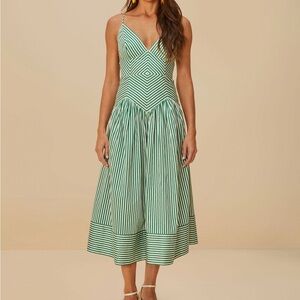 NWT FARM Rio Bicolor Stripes Organic Cotton Midi Dress